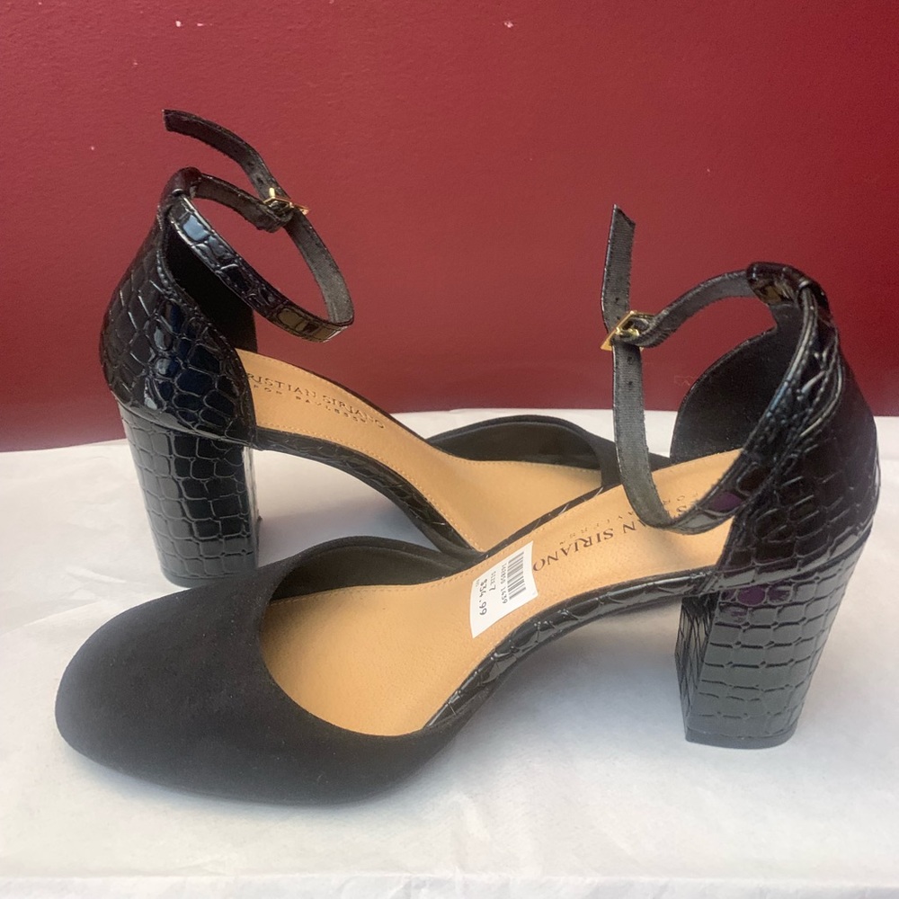 Christian siriano black suede faux alligator heels